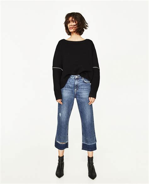 straight jeans zara|zara straight cropped jeans.